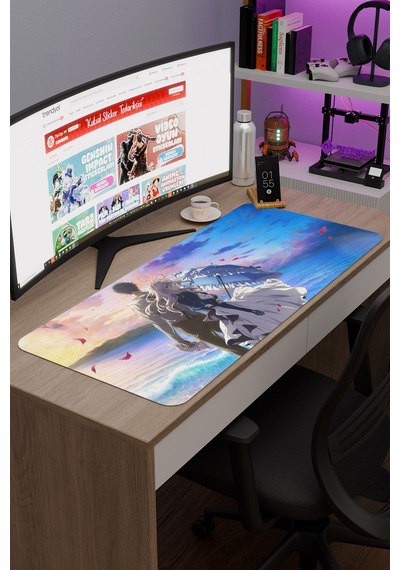 Violet Evergarden Anime V2 - 90x40 Xxl Gaming Kauçuk Kaymaz Taban Mouse Pad Fare Altlığı