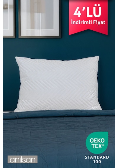 4'lü Klimalı Ortopedik Yastık - Yumuşak Ve Hava Kanallı 50x70 Cm, 700 Gr Premium Silikon Beyaz