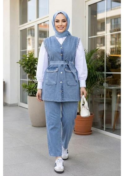 Hb Harma Time Butik Kadın Taş İşlemeli Kuşaklı Yelek-pantolon Açık Kot Mavi İkili Takım Açık Mavi Açık Mavi Hb Harma Time Butik Kadın Taş İşlemeli Kuşaklı Yelek-pantolon Açık Kot Mavi İkili Takım Açık Mavi Açık Mavi