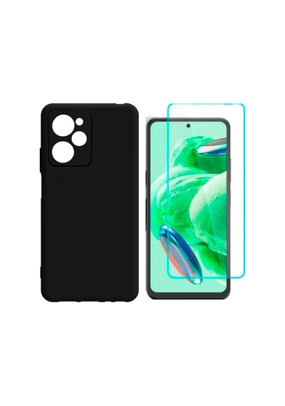Xiaomi Poco X5 Pro Uyumlu Kılıf Esnek Silikon Telefon Kılıfı Ve Temperli Cam Ekran Koruyucu Siyah