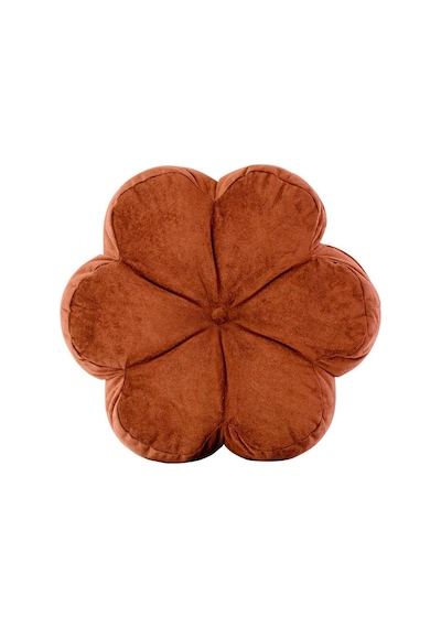Papatya Bloom Dekoratif Kadife Kırlent-kiremit - 40x40 Cm Kiremit