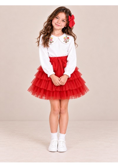 Kokoş Bebe Çiçek Yakalı Bluz Tüllü Etek Tokalı Kız Çocuk Takım - 5/12 Yaş - 31929 Kırmızı Kokoş Bebe Çiçek Yakalı Bluz Tüllü Etek Tokalı Kız Çocuk Takım - 5/12 Yaş - 31929 Kırmızı