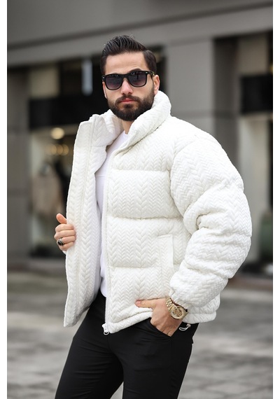 Erkek Dik Yaka Kışlık Örme Mont Çok Renkli