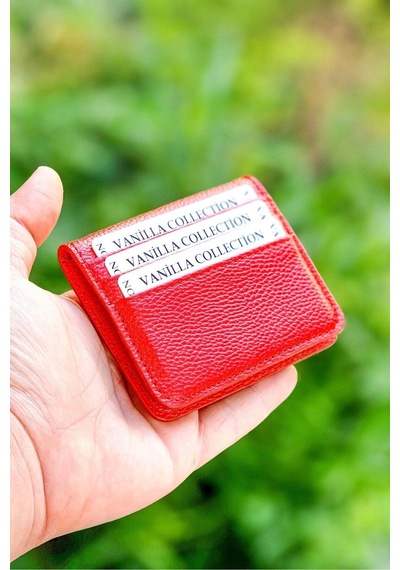Vanilla Collection Süper Ince Ergonomik Deri Yeni Nesil Kartlık Cüzdan Portföy Kırmızı Kırmız