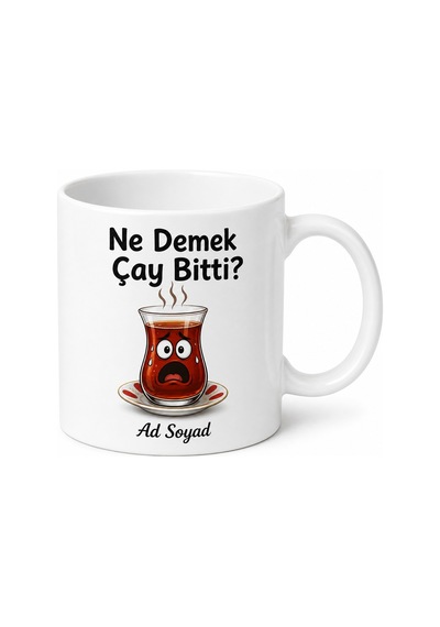 Ne Demek Çay Bitti Kriz Geçiren Tiryakilere Özel Kupa Bardak Hediye Beyaz / Çok Renkli