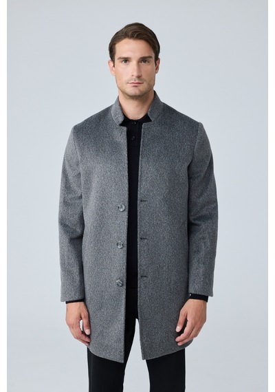 Danger Erkek Relaxed-fit Premium Yün Kaşe Kaban Gri 4351dngr