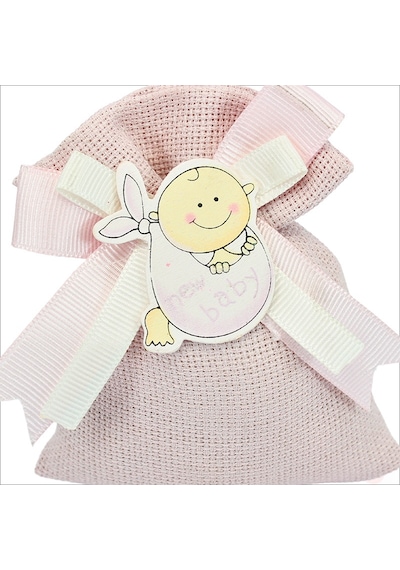 Lavantalı Keten Kese 11 x 10 CM Pembe 1 Adet Pembe