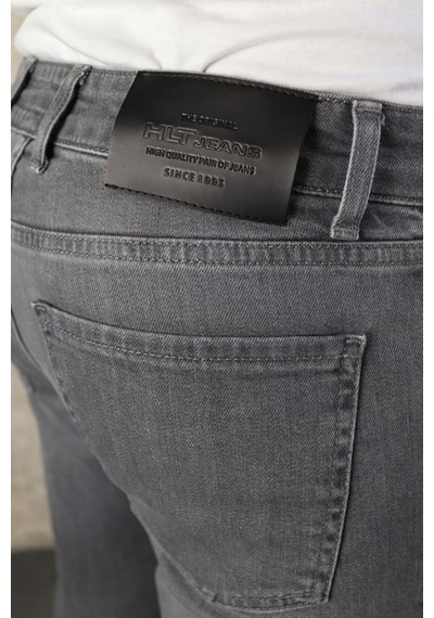 Erkek Gri Slim Fit Taşlamalı Kot Pantolon Hlthe001942
