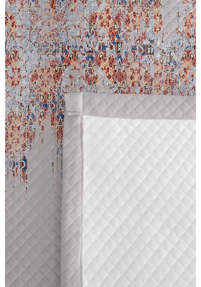 Etnik Modern Gri Genç Odası Tek Kişilik Pike Takımı - Mavi Turuncu 160x220 Cm Kapitone Yatak Örtüsü Masalsı Masal Kokusu