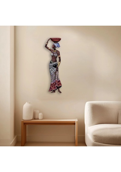 Sepetli Afrikalı Kadın - Metal Tablo - Dec0119 28 X 90 Cm Çok Renkli