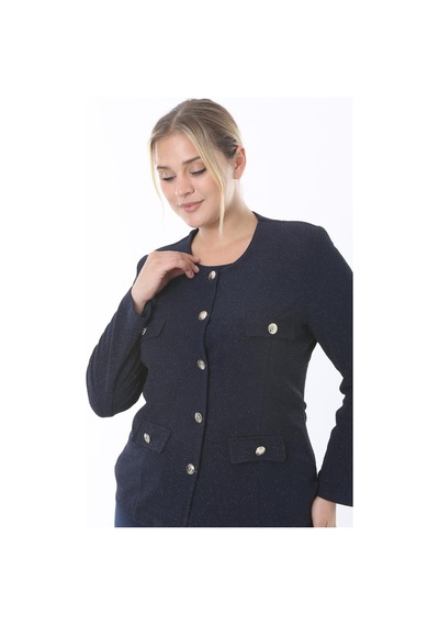 Ladies First Büyük Beden 3836 Lacivert Tek Ceket 001