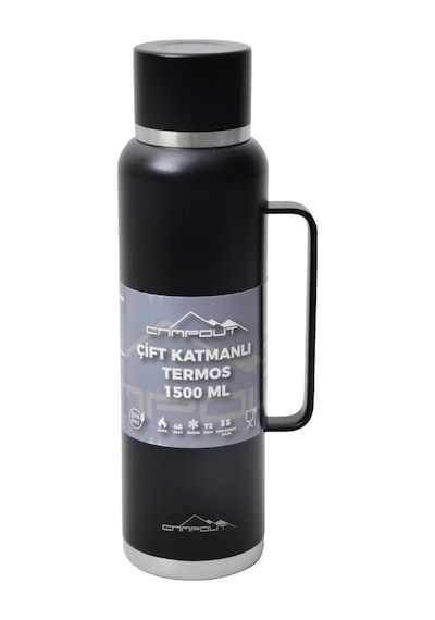 Nurgaz Campout Çift Katmanlı Termos 1500 ML Siyah