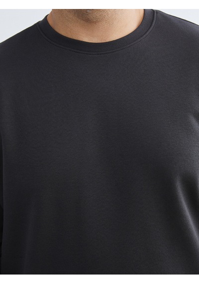 Lcwaıkıkı Classic Antrasit Büyük Beden Bisiklet Yaka Erkek Sweatshirt