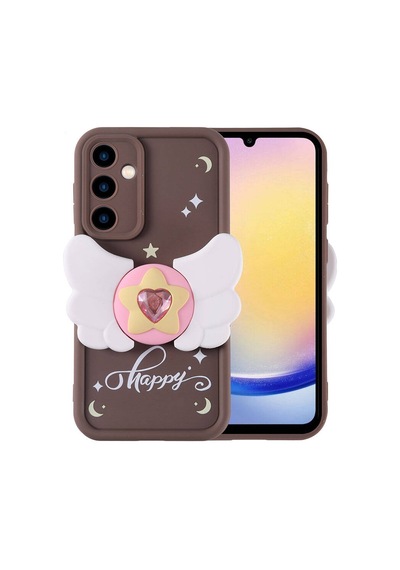 Galaxy A25 Kılıf Kamera Korumalı Figür Tasarımlı Zore Kapya Kapak Koyu Kahve