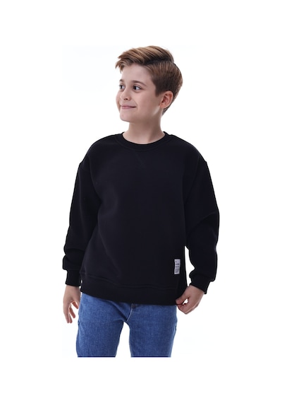 Erkek Çocuk Sweatshirt %100 Pamuk Rahat Kalıp 5-10 Yaş Siyah