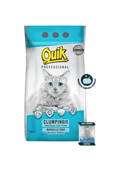10lt Marsilya Sabunlu Bentonit Topaklaşan Kokusuz Kedi Kumu 10 Lt - Koku Giderici Hediyeli