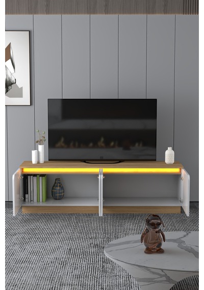 Bohem 180 Cm Ledli Tv Ünitesi Ceviz - Beyaz