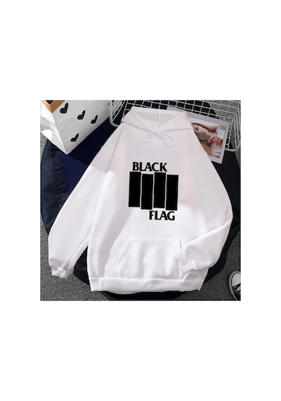 Tarzsokak Beyaz Unisex Siyah Bayrak Bant Baskı Giyim Punk Rock Tarzı Sokak Nedensel Rahat Ka