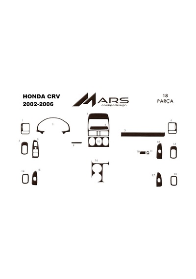 Honda Cr V Konsol Kaplama-torpido Kaplama 2002-2006 Koyu Meşe
