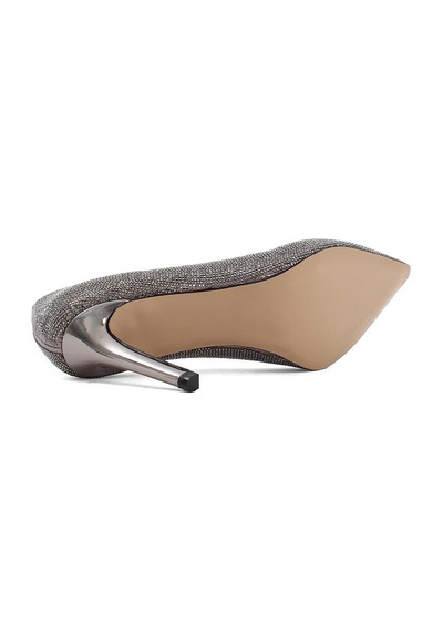 Kadın Platin Taşlı İnce Topuklu Stiletto