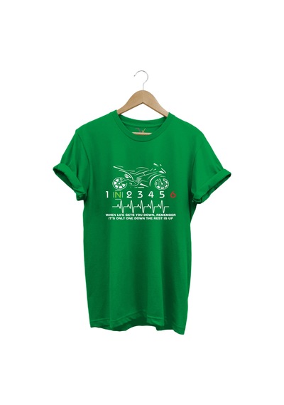 Hearth Beat Pulse Racing Motor Baskılı Tshirt Yeşil