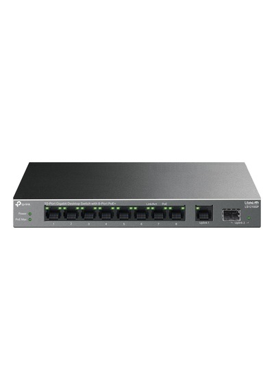 Tp-lınk Ls1210gp, Green Tech, 8 Port Gigabit, Poe 61w, 1 Port Gigabit Uplink, 1 Port Gigabit Sfp, Yönetilemez Masaüstü Switch