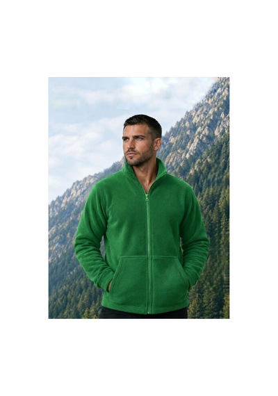 Givoria Erkek Polar Hırka Kışlık Fermuarlı Çeket Tüy Toplamaz Rüzgar Geçirmez Polar Kazak Sweat Yeşil Yeşil