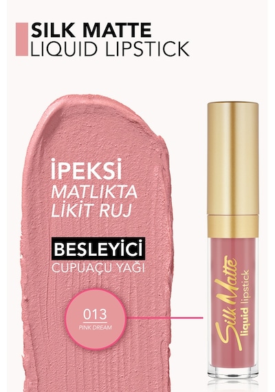 Flormar Kadife Dokulu Likit Mat Ruj Silk Matte Liquid Lipstick - 013 PINK DREAM - 8690604505401