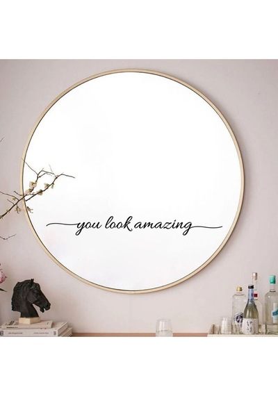 You Look Amazing You Look Good Dekoratif Duvar Ayna Cam Dekor Yazı Sticker Siyah 4'lü