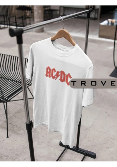 Startmore Unısex Kadın Erkek Ac/dc Young Kardeşler %100 Pamuk Baskılı Siyah Beyaz T-shirt Beyaz