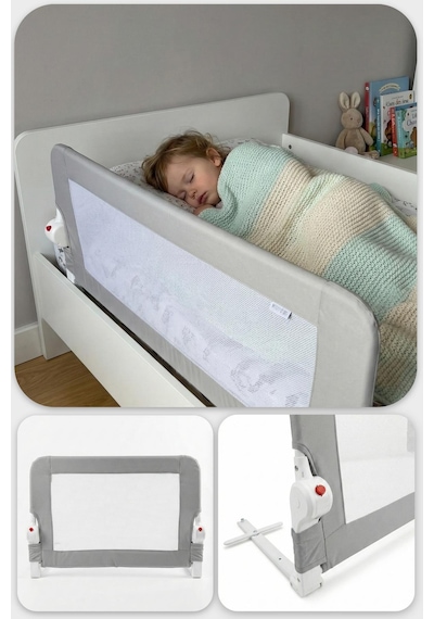 Wellgro Littles 83 48 CM Yatak Bariyeri, Çocuk Yatak Korkuluğu Gri