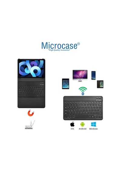 Apple Uyumlu iPad  Air 5. Nesil 10.9 Bluetooth Klavyeli Standlı Kılıf - Bkk1