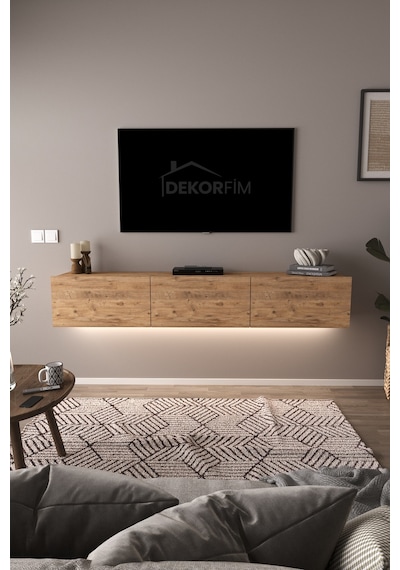 Df17103 3 Dolaplı Duvara Monte Tv Ünitesi 180 Cm Modern Askılı Dekoratif, Şık Stilde Tv Sehpası Atlantik Çam Beyaz Df17103 3 Dolaplı Duvara Monte Tv Ünitesi 180 Cm Modern Askılı Dekoratif, Şık Stilde Tv Sehpası Atlantik Çam Beyaz