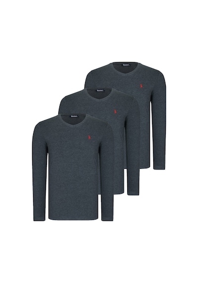 Üçlü Set T8587 Dewberry V Yaka Erkek Sweatshırt-antrasit-antrasit-antrasit Antrasit-antrasit-antrasit