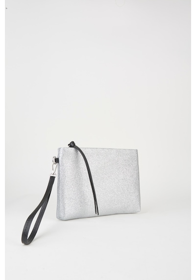Vivaq Kadın Bellis Simli Gümüş Astarlı Suni Deri Bilek Askılı Portföy El Ve Clutch Çanta