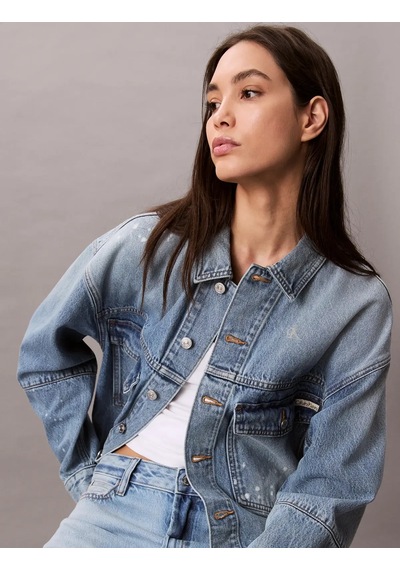 Calvin Klein Denım Jacket Raıny Mavi Kadın Kot Ceket