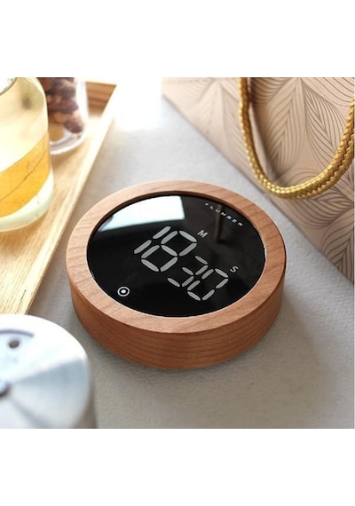 Ahşap Tasarımlı Dijital Timer Ve Kronometre Led Ekranlı Geri Sayım Sayacı Zamanlayıcı Mutfak Timerı Ders Çalışma Pomodoro Spor Ve Fitness Kronometresi Dokunmatik Kullanım Modern Dekoratif Tasarım
