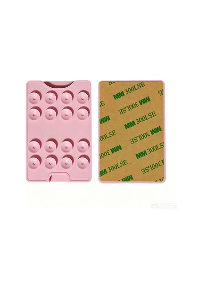 Lexroo Kare Öpücüklü 04 Vantuzlu Kartlıklı Silikon Tutucu - Açık Pembe