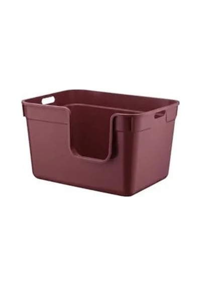 Yarı Açık Bordo Kedi Tuvaleti 54x40x32 Cm, Rahat Kullanım Açık Ahşap