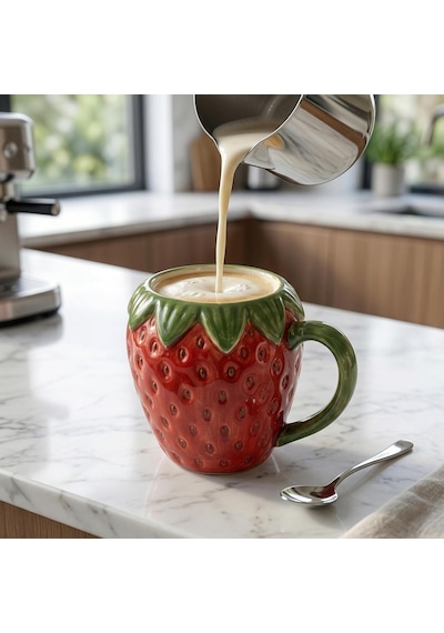 Seramik Kulplu Kupa Bardak, 300 Ml Geniş Kapasite, Çilek Şeklinde Tasarım, Makinede Yıkanabilir, Ev Ofis Restoran İçin Uygun Çilek Şeklinde Seramik Kulplu Çay Kahve Espresso Latte Sunum Bardağı çok renkli Seramik Kulplu Kupa Bardak, 300 Ml Geniş Kapasite, Çilek Şeklinde Tasarım, Makinede Yıkanabilir, Ev Ofis Restoran İçin Uygun Çilek Şeklinde Seramik Kulplu Çay Kahve Espresso Latte Sunum Bardağı çok renkli