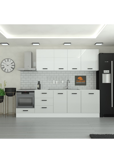 260 Cm Mutfak Dolabı Mdf Kapak Tezgah Dahil Yrkn260 100 Gümüş