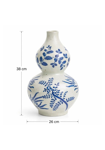 Hand-painted Seramik Vazo Altın - Beyaz