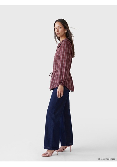 Lcw Everyday Bordo Ekose Modal Karışımlı Kadın Gömlek Tunik