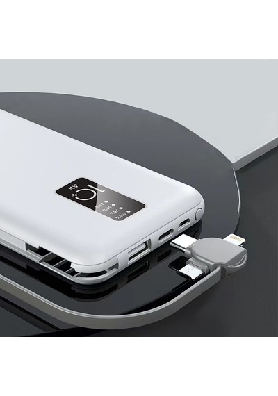 Zore PW-05 Hızlı Şarj Led Göstergeli Micro Lightning Type-C Kablolu Taşınabilir 10000 mAh Powerbank