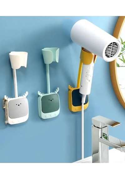 Geyik Figürlü Fön Makinesi Askısı Duvara Monte Edilen Şık Fön Tutucu Dayanıklı Banyo Organizeri Diğer