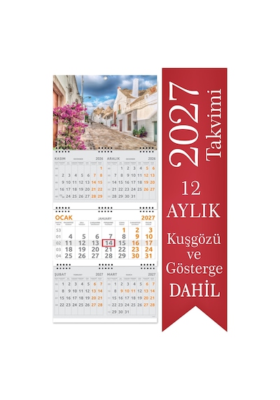 2027 5 Aylık Gemici Takvimi Denizci Duvar Takvimi 33 x 77.5 CM
