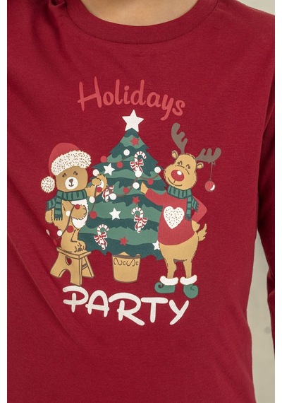 Arnetta Holiday Party Erkek Baba Oğul Bordo Uzun Kol Pijama Takım Ar3822-a-v1 Ar3822-a-v1