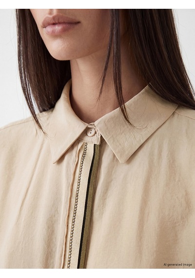 Lcw Studıo Bej Oversize Kadın Gömlek