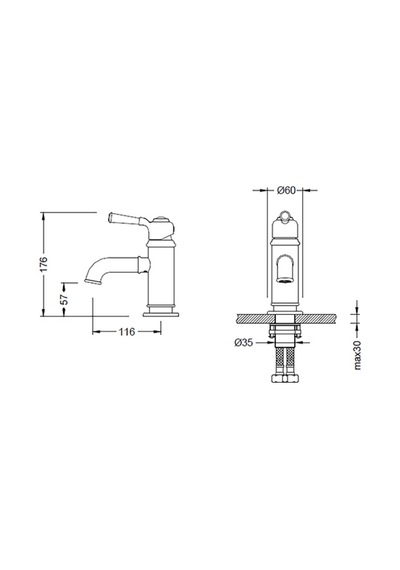 Bocchi Burlington 1004-0001-AB Lavabo Bataryası Antik Siyah