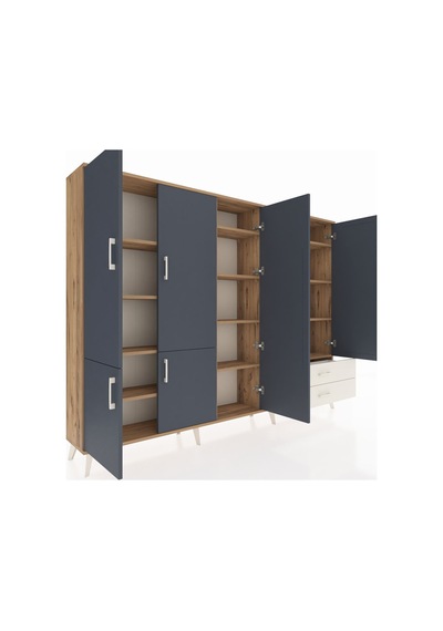 Arges Dolap 12 Raflı 2 Çekmeceli 7 Kapaklı 220x30x163 Çam-antrasi Çam-antrasit/aytaşı Arges Dolap 12 Raflı 2 Çekmeceli 7 Kapaklı 220x30x163 Çam-antrasi Çam-antrasit/aytaşı